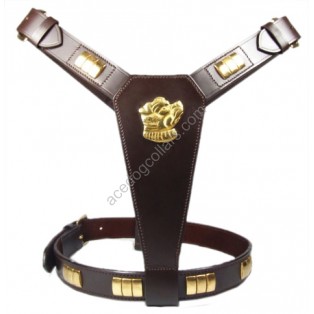 Extra Large brown LEATHER DOG HARNESS 